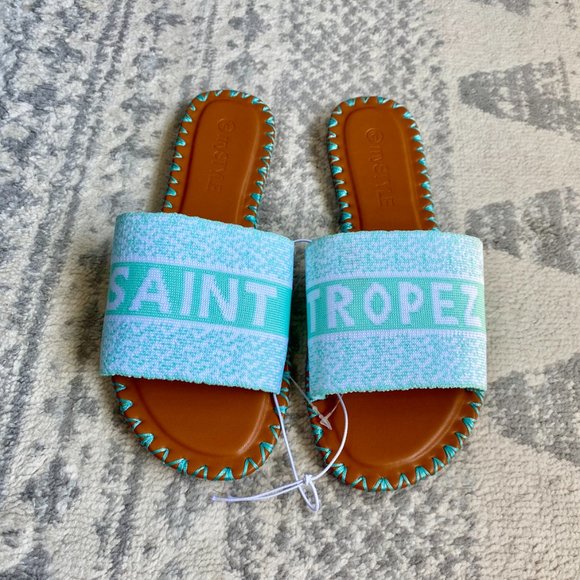 3 For $25! Saint Tropez Turquoise Beach Sandals Slides NWOT - Picture 1 of 4